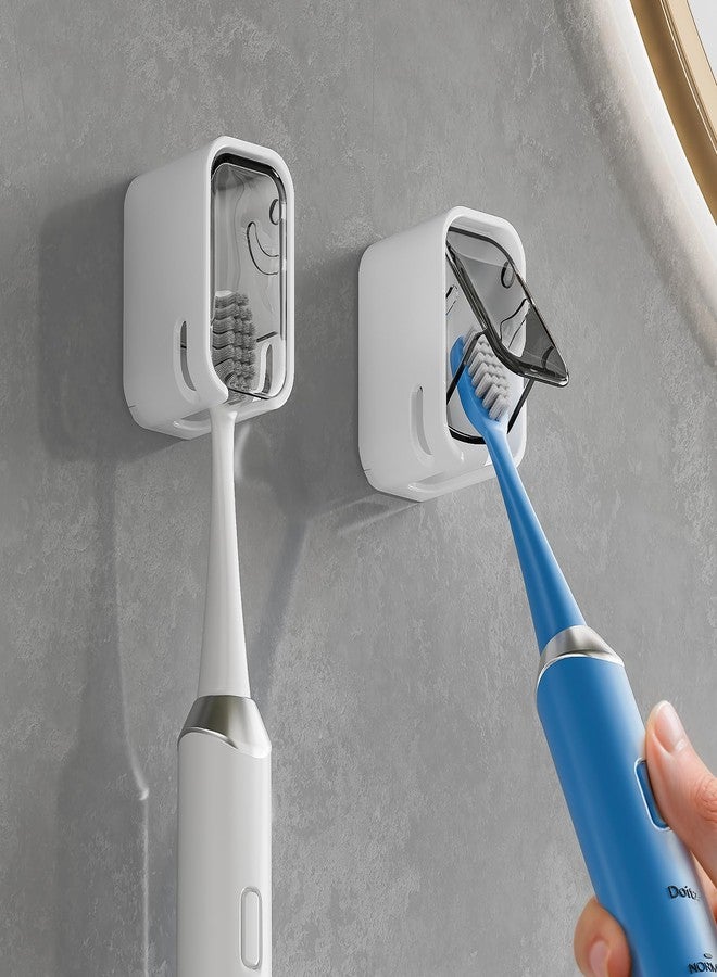 MOPMS Toothbrush Holders for Bathroom【Innovation Single Slot Design】 2PCS Toothbrush Holder Wall Mounted with Cover for Shower, Single Toothbrush Dispenser Storage Organizer for Family & Travel - Image 1