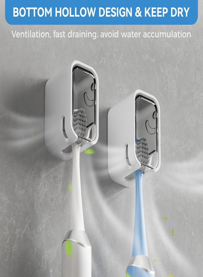 MOPMS Toothbrush Holders for Bathroom【Innovation Single Slot Design】 2PCS Toothbrush Holder Wall Mounted with Cover for Shower, Single Toothbrush Dispenser Storage Organizer for Family & Travel - Image 4
