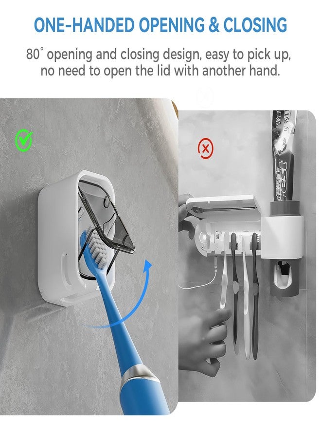 MOPMS Toothbrush Holders for Bathroom【Innovation Single Slot Design】 2PCS Toothbrush Holder Wall Mounted with Cover for Shower, Single Toothbrush Dispenser Storage Organizer for Family & Travel - Image 3