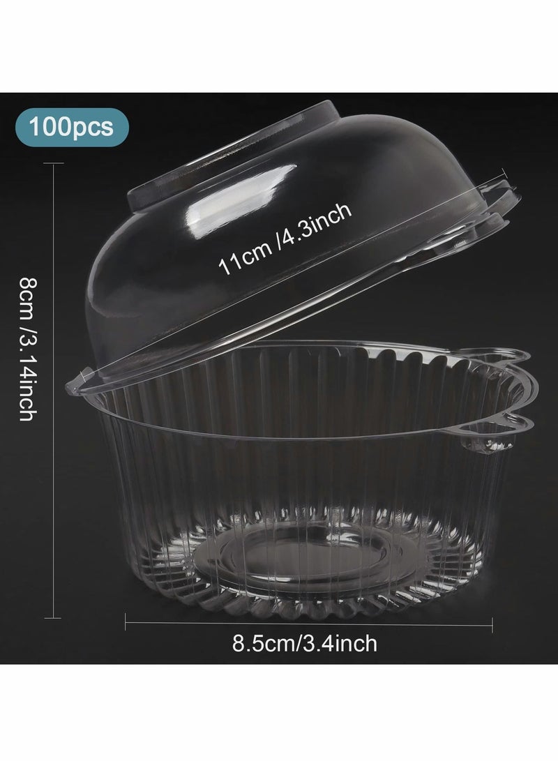 NIBEMINENT 100 Pcs Individual Cake Box, Plastic Transparent Disposable Cupcake Container, Holder Original Top For Fruit Salad Bread Party  - Image 5