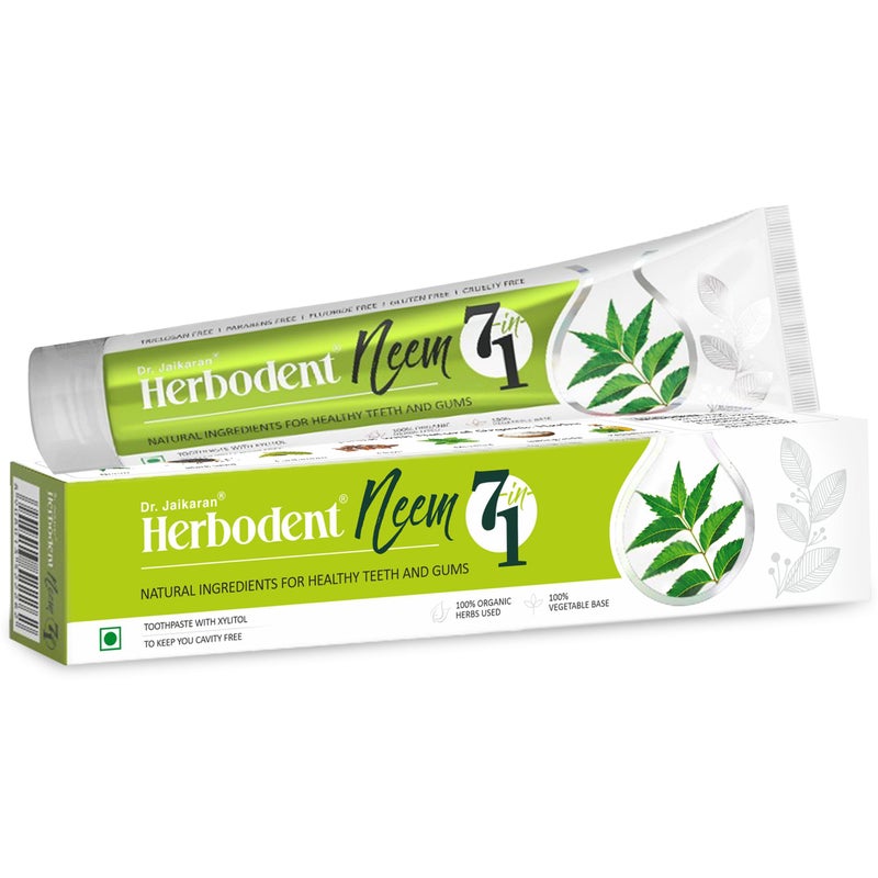 Herbodent® NEEM 7 in 1 Toothpaste - 185g Pack of 1 | Organic Herbs - Neem, Black Seed & Xylitol for Anti Cavity -Cardamom & Mint for Taste & Freshness-Baking Soda for Excellent Cleaning - Image 1