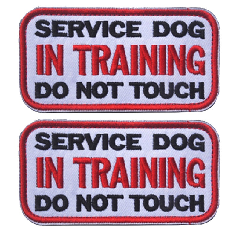 394 x 196 Inch Service Dog in Training Do Not Touch Dog Patches Tactical Military Badge Emblem Embroidered Fastener Hook Loop Patches Appliques for Harnesses Vests