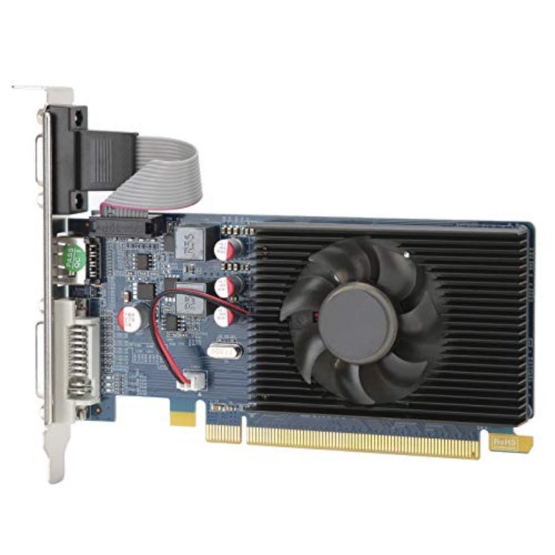 بطاقة رسومات PCI Express 3.0 بذاكرة سعة 2 جيجابايت، وغطاء من الألومنيوم المستدام، باللون الأسود، وطاقة منخفضة للغاية لسطح المكتب متعدد الوسائط HD6450 - Image 1