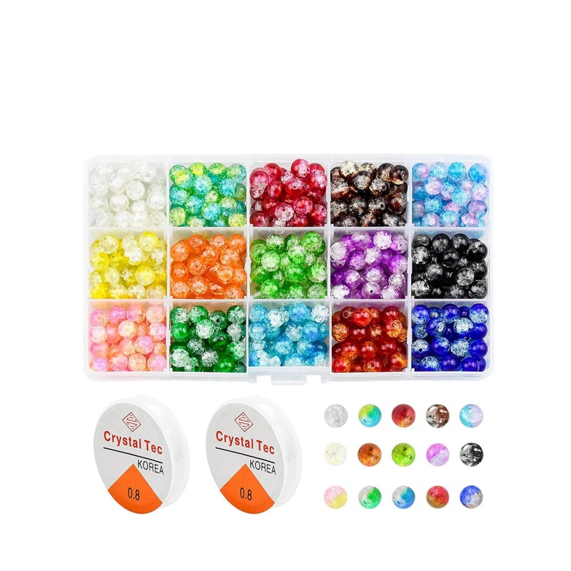 SOLARAE 450Pcs Pearl Beads for Jewelry Making, Dyed Round Glass Round Pearlized Loose Pearl Beads for Jewelry Making 15 Mixed Colors - Image 1