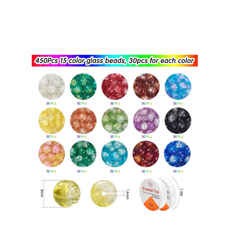 SOLARAE 450Pcs Pearl Beads for Jewelry Making, Dyed Round Glass Round Pearlized Loose Pearl Beads for Jewelry Making 15 Mixed Colors - Image 2