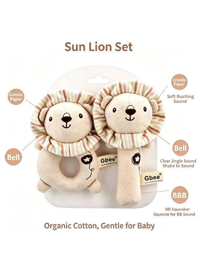Organic cotton baby rattle, newborn comfort doll, baby toy