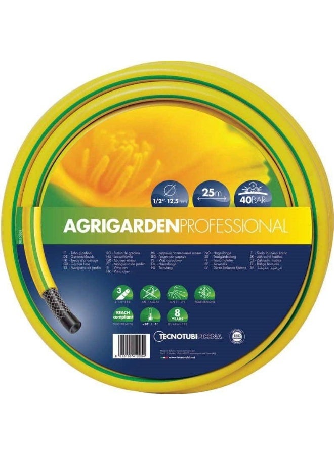 اجريجاردن بروفيشنال خرطوم حديقة احترافي/خرطوم مياه ري من AGRIGARDEN، قطر داخلي نصف بوصة، بطول ٢٥ مترًا (صنع في إيطاليا) - Image 1