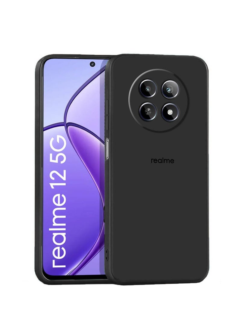 ELTRAZONE Premium Soft Liquid Silicone Case Cover for Realme 12 5G 2024 – Shockproof, Scratch-Resistant, Soft Touch Protective Case – Black - Image 1