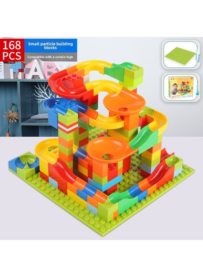 Children's Building Blocks Toy Assembled Educational Boys 3 To 6 Years Old Multifunctional Size Particles Slide Enlightenment Intelligence Development-Color:[color Box] Variety Slide | 168 Particles | Free Bottom Plate [+4 Balls]  - Image 1