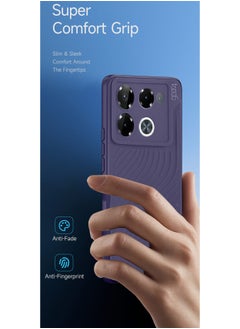 Gear4 Soft Liquid Silicone With Wavey Texture Case Cover For Infinix Note 40 Pro+ / Note 40 Pro Plus 5G 2024 / Note 40 Pro 4G/5G 2024 Gear4 Eggplant Purple  - Image 2