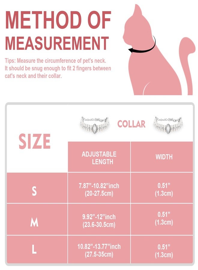 HOWWFALY Dog Pearl Collar and Cat Collars Sliver Chain Necklace Stainless Steel Adjustable Pet Diamonds Collar with Cute Small Bone Accessory for Small Medium Pets Cats Dogs Kitten Puppy - Image 2