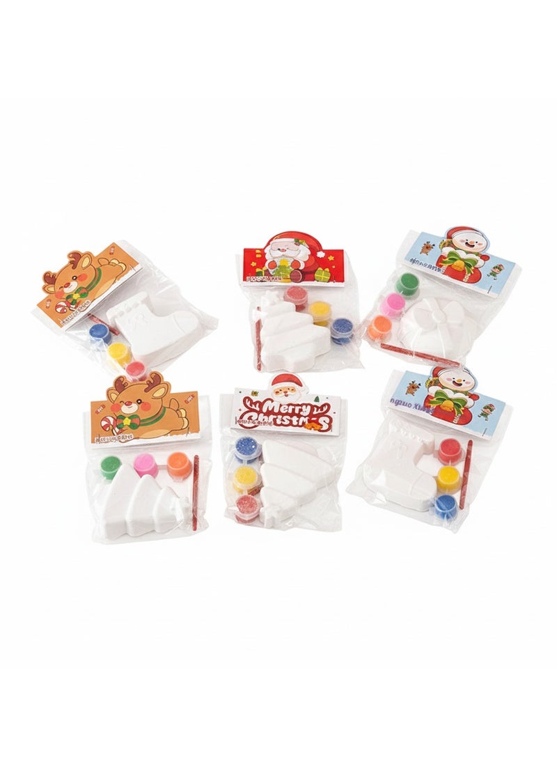 Home Smart DIY plaster coloring Set for boys and girls - 6 pc pack each pack have one plaster shape, color, and brush Ideal gift for Christmas and party favour. - Image 1
