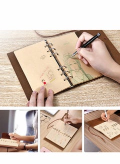 Excefore Vintage Refillable Journal, Premium Leather Traveler Notebook Sketchbooks Classic Diary Planner with Blank Pages and Zipper Pocket (Bird)  - Image 4