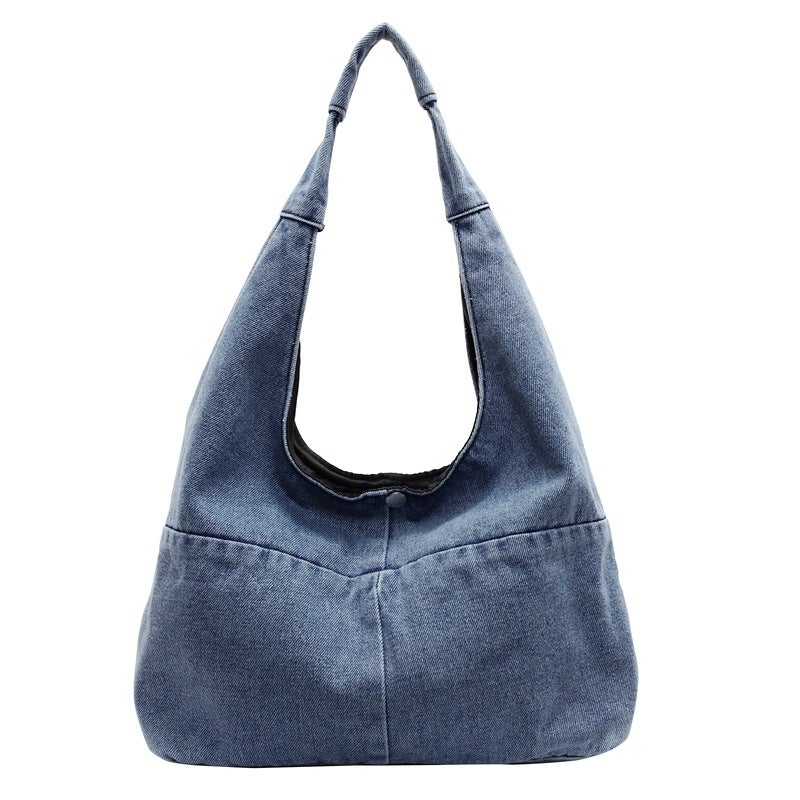 Literature And Art Campus Style Denim Underarm Bag Casual Women'S Bag 2025 Spring And Retro Fashion Shoulder Bag Bucket Bag - Image 1