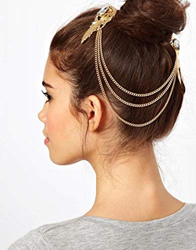 OOMPHelicious Jewellery Gold Tone Multi Layer Chain Fashion Hair Pin for Women & Girls - Image 2