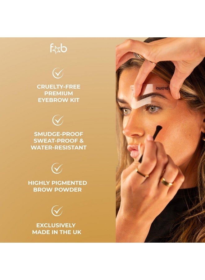 Fab Brows Duo Eyebrow Kit, Ultimate Brow Stencil Kit with Compact Powder Mirror and Eyebrow Shaper, Waterproof Eye Makeup Contour Palette Set for Eyebrow, Eyebrow Cosmetics, (Light/Medium Brown) - Image 3
