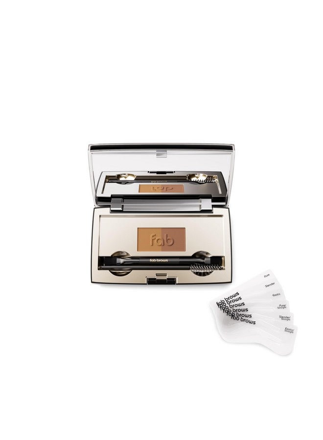 Fab Brows Duo Eyebrow Kit, Ultimate Brow Stencil Kit with Compact Powder Mirror and Eyebrow Shaper, Waterproof Eye Makeup Contour Palette Set for Eyebrow, Eyebrow Cosmetics, (Light/Medium Brown) - Image 1