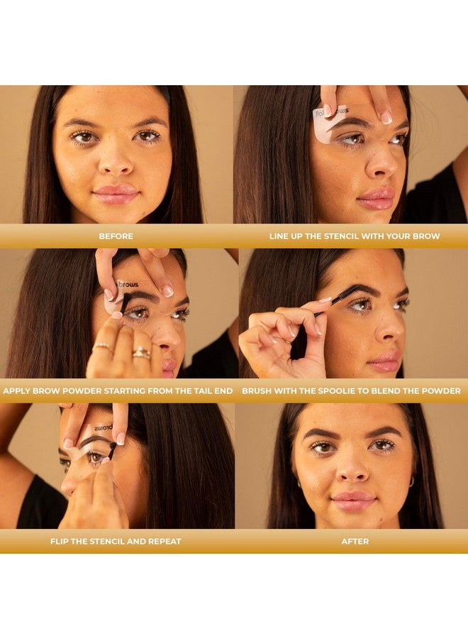 Fab Brows Duo Eyebrow Kit, Ultimate Brow Stencil Kit with Compact Powder Mirror and Eyebrow Shaper, Waterproof Eye Makeup Contour Palette Set for Eyebrow, Eyebrow Cosmetics, (Light/Medium Brown) - Image 5