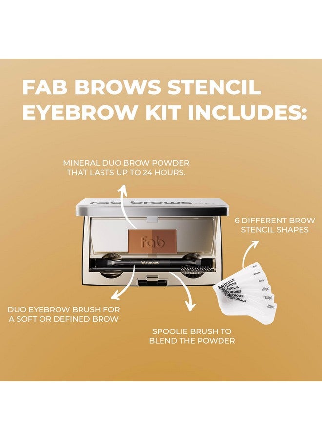 Fab Brows Duo Eyebrow Kit, Ultimate Brow Stencil Kit with Compact Powder Mirror and Eyebrow Shaper, Waterproof Eye Makeup Contour Palette Set for Eyebrow, Eyebrow Cosmetics, (Light/Medium Brown) - Image 4