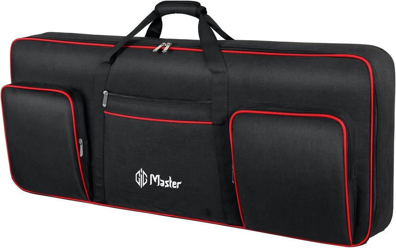 GIG Master Heavy Padded Keyboard Bag/Cover/Case for Yamaha PSR-E473, 61 Keys Keyboard with Dust Cover & Double Pocket(Black & Red) - Image 1