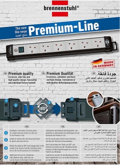 Brennenstuhl Brennenstuhl Premium-Line, 4-way extension lead (switch and 5m cable - 80° angle of sockets)  - Image 2
