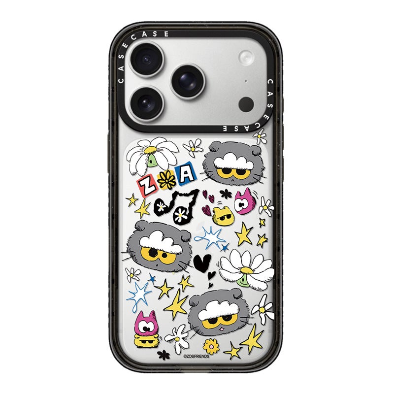 Shockproof Transparent Acrylic Phone Case with Black Frame, MagSafe Compatible and Colorful Print for iPhone - Image 3
