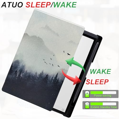 UMUBUHOMS Case for iFLYTEK AINOTE Air 2 Note-Taking Tablet 8.2", Premium PU Leather Ultra-Slim & Lightweight Durable Protective Folio Cover with Pen Holder Auto Sleep/Wake (Misty Forest) - Image 4