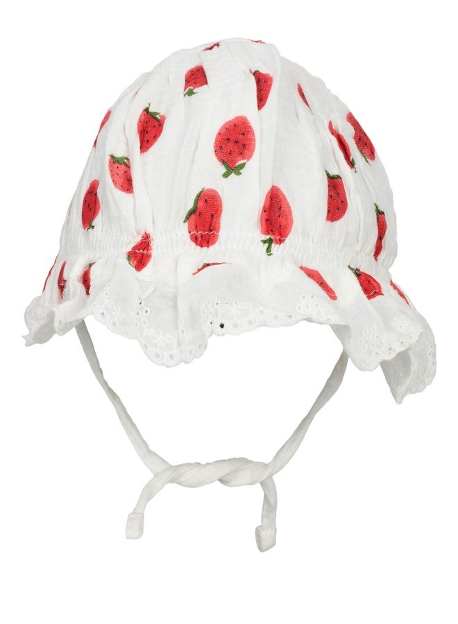 FGSS Baby Girl Boy Lace Cotton Bonnet Newborn Infant Soft Warm Cap Toddlers Breathable Eyelet Beanie Sun Protection Hat Strawberry - Image 1