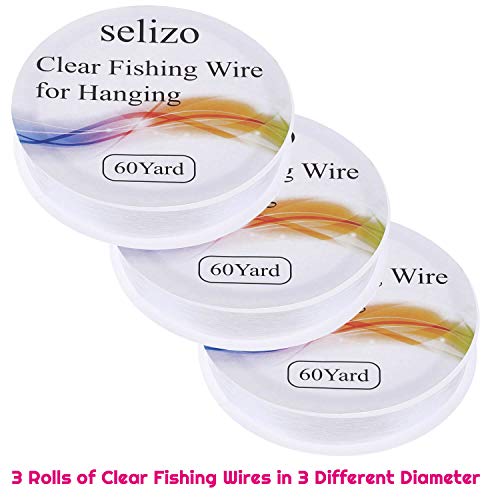 selizo Fishing Wire, Selizo 3Pcs Clear Fishing Line Jewelry String Invisible Nylon Thread for Hanging Decorations, Beading and Crafts (3 Sizes, 60 Yards per Roll) - Image 2