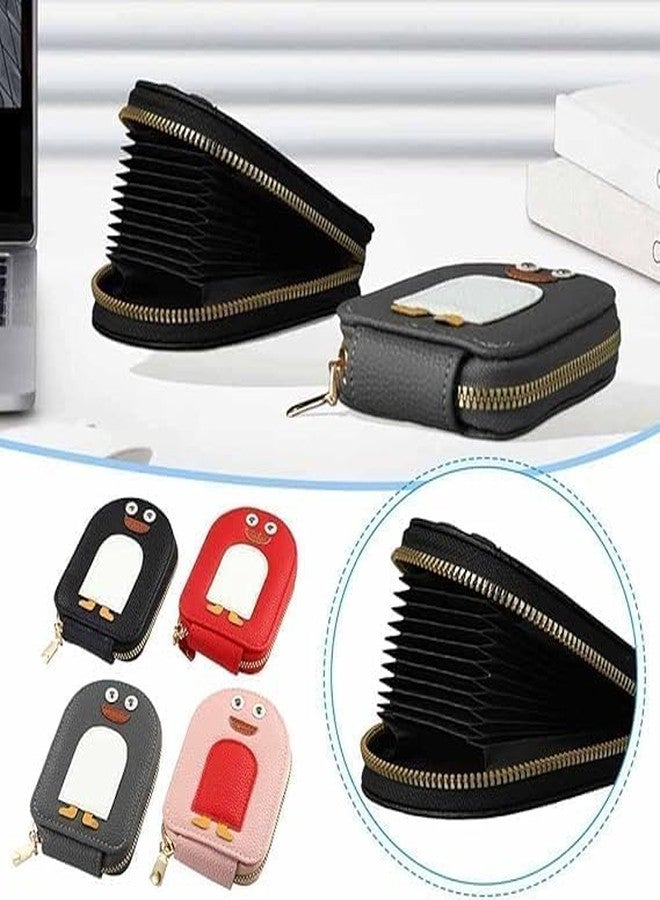 Cute Cartoon Penguin RFID Blocking Card Holder Wallet with Zipper Closure Compact Multi Card Organizer for Women and Girls (Black) - Image 4