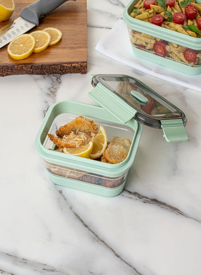 Restaurantware-Fresh Hero 27.2 Ounce Storage Containers, 1 Durable Airtight Food Containers - Microwavable, Freezable, Green Plastic, Collapsible, Dishwashable, With Vented Lids - Image 3