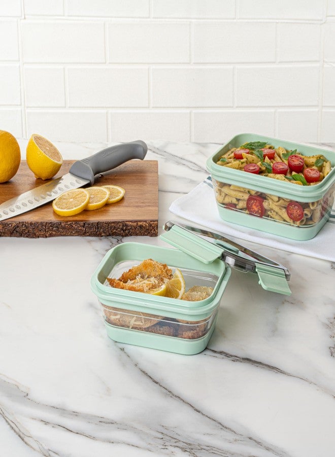 Restaurantware-Fresh Hero 27.2 Ounce Storage Containers, 1 Durable Airtight Food Containers - Microwavable, Freezable, Green Plastic, Collapsible, Dishwashable, With Vented Lids - Image 4