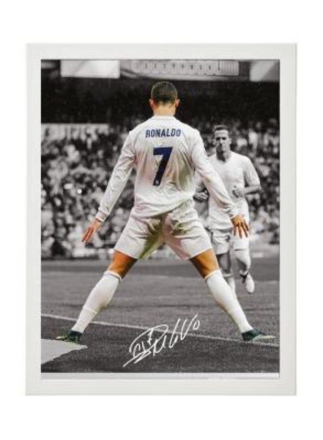 Boomah Accessories Cristiano Ronaldo Real Madrid Printed Autograph - Framed Poster 30x40cm - Football Memorabilia, Soccer Collectible, Gift for Fans , Man Cave