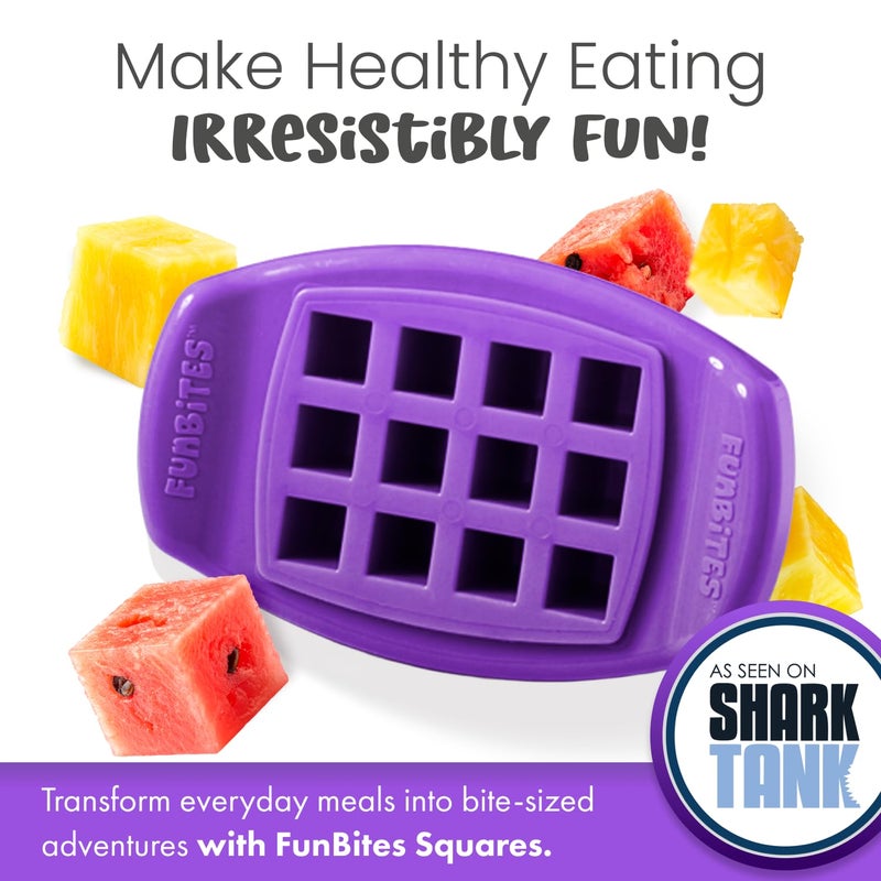 FUNBITES Sandwich Cutter for Kids Lunch, Mini Cookie Cutters, Bento Box Accessories, Cuts Food into Bite-Size Shapes for Toddler Lunch, Great for picky eaters - Purple Squares 1pk - Image 2