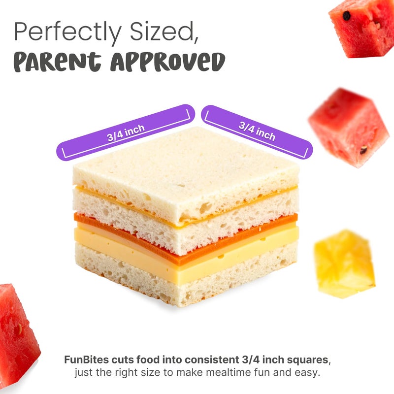 FUNBITES Sandwich Cutter for Kids Lunch, Mini Cookie Cutters, Bento Box Accessories, Cuts Food into Bite-Size Shapes for Toddler Lunch, Great for picky eaters - Purple Squares 1pk - Image 5