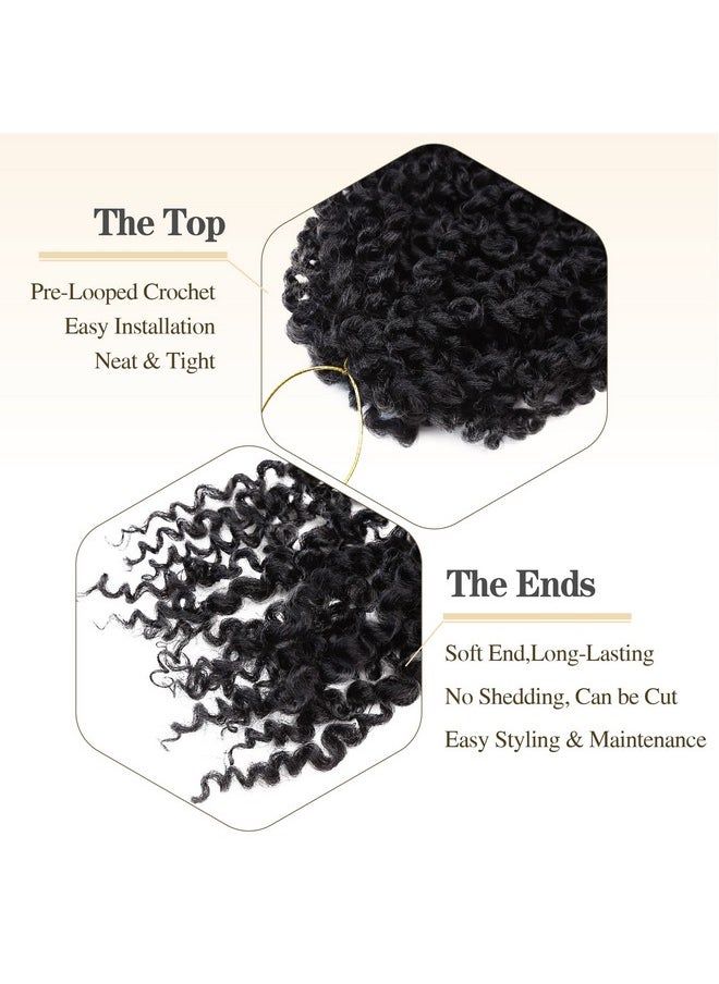 Hanne Fashion 6 Packs Curly Crochet Hair 8 Inches 120 Strands Short Prelooped Crochet Hair Short Braids For Black Women (6Packs1B)  - Image 5