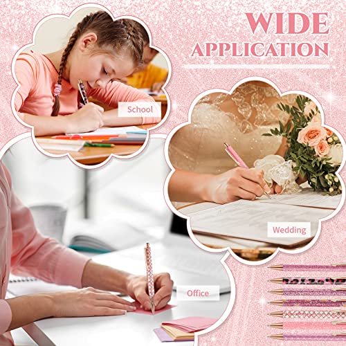 Sherr 7 Pcs Fancy Pens for Women Cute Sparkly Glitter Pens with 10 Pcs Black Ink Refills Pretty Gifts for Girls Office School Christmas Graduation(Pink,Cute) - Image 5