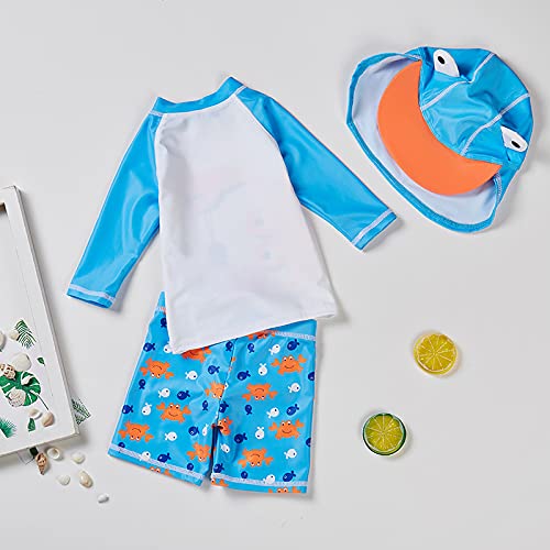 SGMWVB Baby and Toddler Boys' 3-Piece Swimsuit Set Bathing Suit with Hat Crab(2-3T) - Image 3
