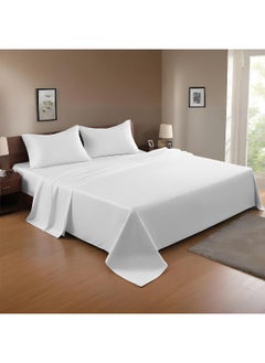 Rest 3-Piece White Plush 220X240 Flat Bedsheet Set Includes 1 Deep Pocket Flat Bedsheet And 2 Pillow Covers, Breathable And Machine Washable  - Image 1