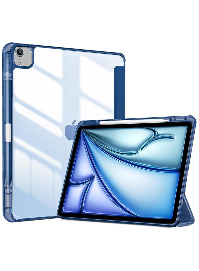 for iPad Air 13 Inch Case  M2 2024 With Pencil Holder, Hybrid Smart Cover iPad 13 Air  M2 Case with Clear Transparent Back, Support Touch ID, Auto Wake/Sleep
