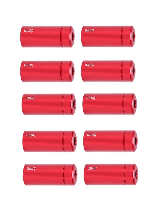ريسك مجموعة RISK من 10 قطع من أغطية أطراف كابلات فرامل الدراجات الهوائية مقاس 5 مم، مصنوعة من سبائك الألومنيوم، مناسبة للدراجات الجبلية والطرق، باللون الأحمر - Image 2