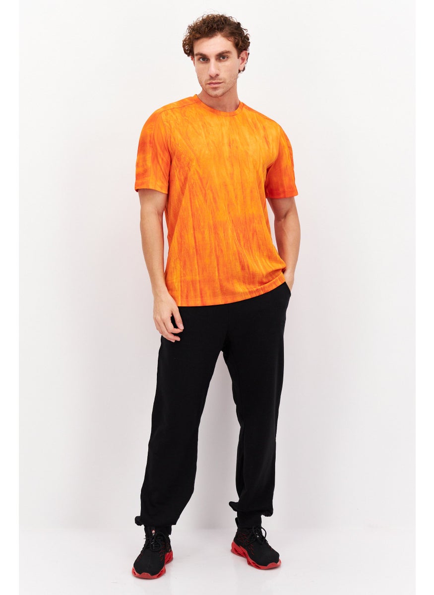 Adidas - Men Sports Fit Crew Neck Short Sleeve Brand Logo Training T-Shirt, Orange - Image 1