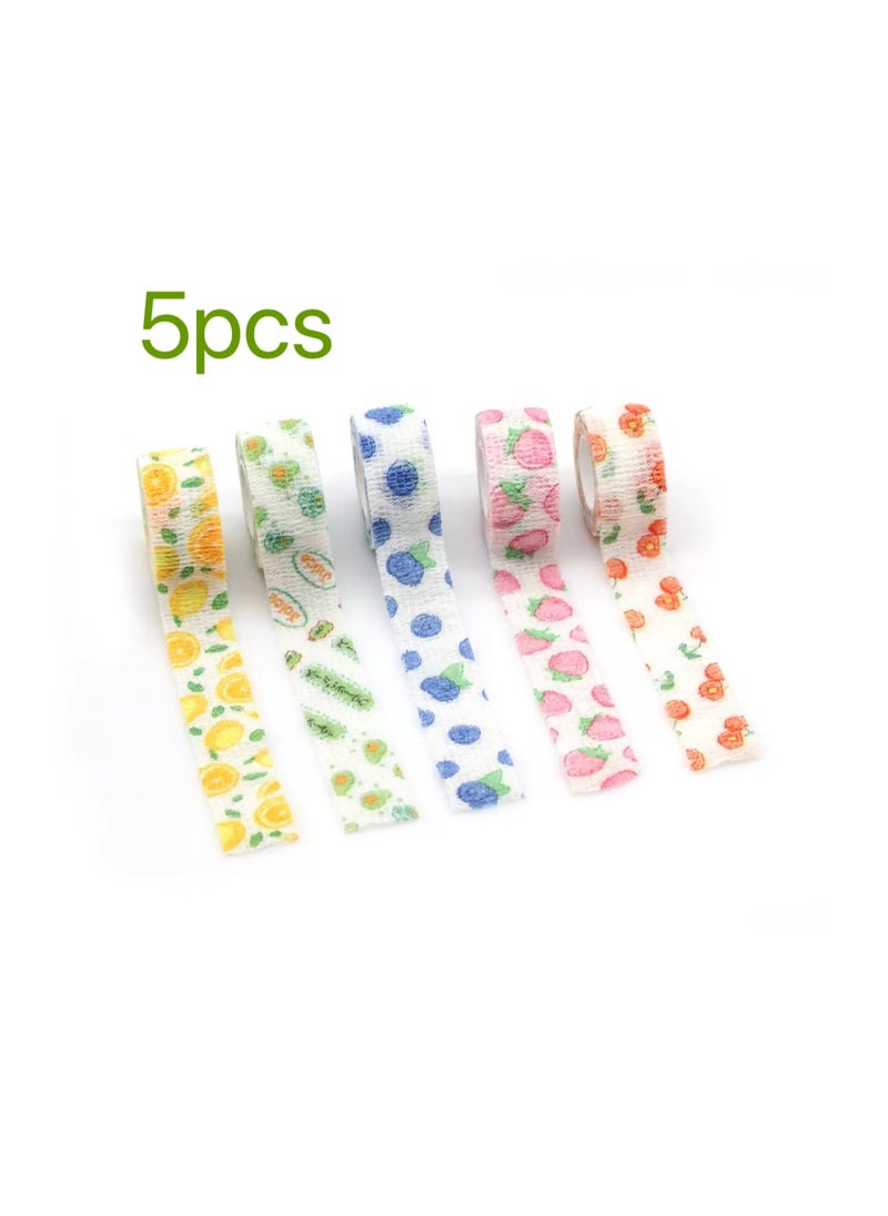 Generic - 5 Rolls Self Adhesive Bandage Wrap Tape Tattoo Grip Tape Adherent Vet Wrap Elastic Cohesive Bandage for Sports, Finger Wrist - Image 1