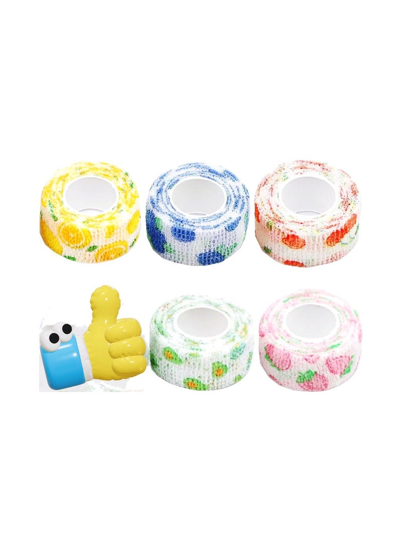 Generic - 5 Rolls Self Adhesive Bandage Wrap Tape Tattoo Grip Tape Adherent Vet Wrap Elastic Cohesive Bandage for Sports, Finger Wrist - Image 1