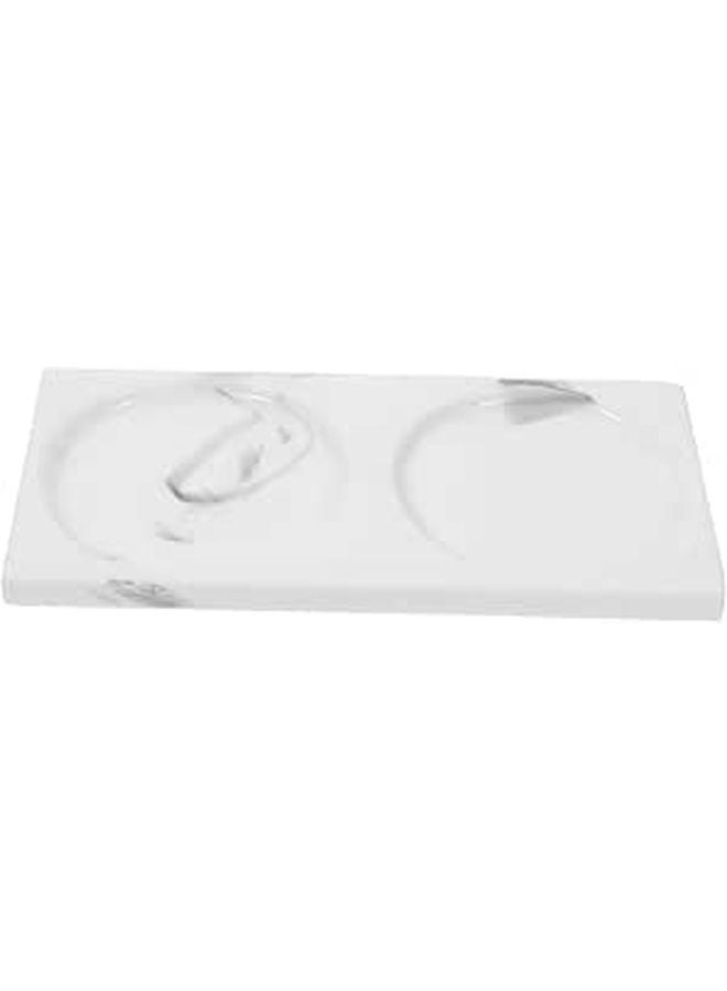 White Imitation Stone Resin Vanity Tray And Toothbrush Holder Bathroom Organizer Set - Image 1