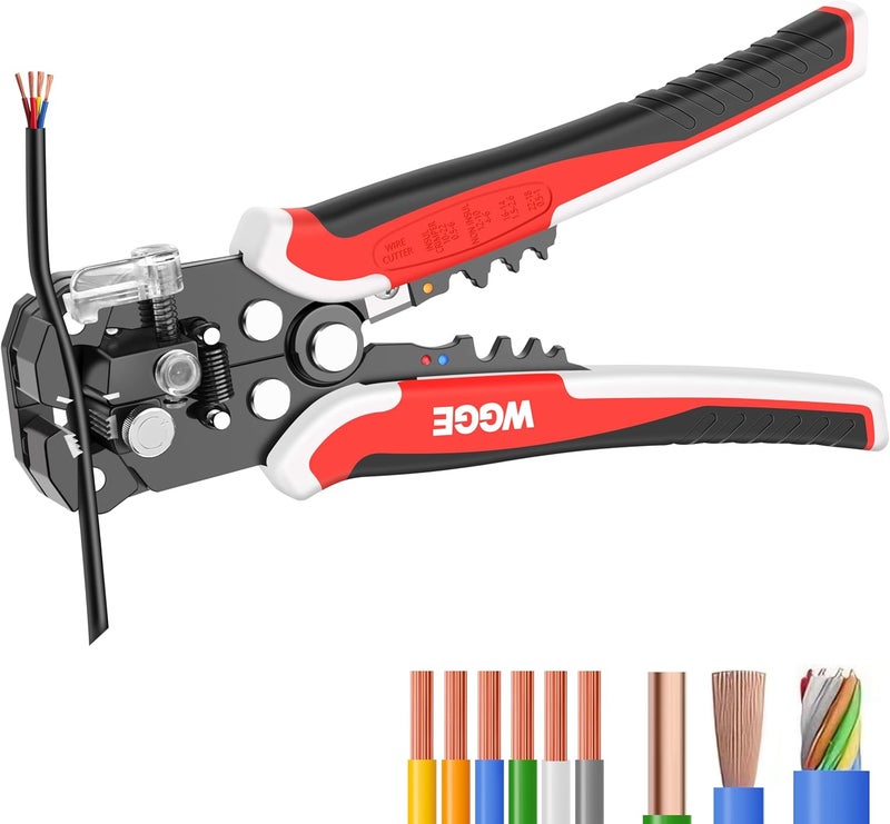 WGGE WG-014 Self-Adjusting Insulation Wire Stripper. For stripping wire from AWG 10-24, 3 in 1 Automatic Wire Stripping Tool/Cutting Pliers Tool, Automatic Strippers with Cutters & Crimper 8" - Image 1