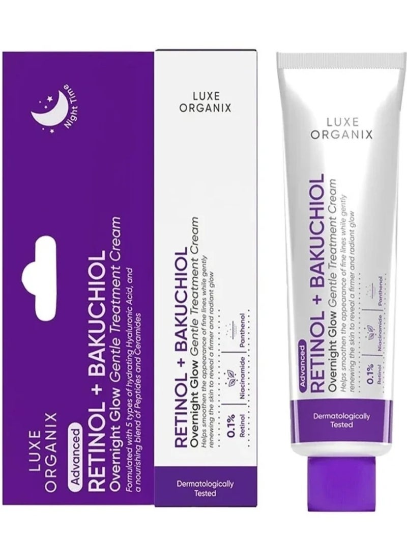 LUXE ORGANIX Retinol Cream + Bakuchiol, a gentle treatment for nighttime glow, 30g