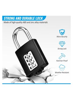 Y&D Combination Padlock Outdoor Weatherproof Padlocks Heavy Duty Small Locker with Code Lock for Gym School Home Garage Hasp Bike  - Image 4