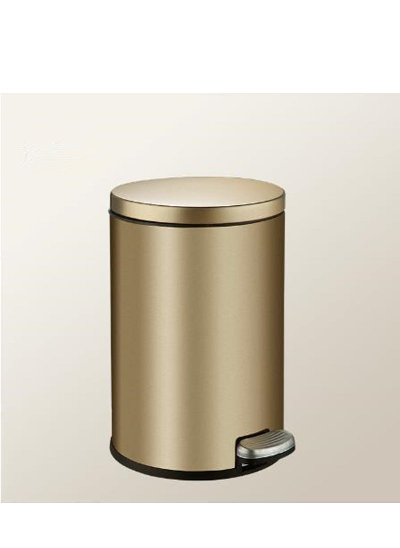 Golden - 8 Liter Stainless Steel Pedal Trash Bin with a Polished Finish and Removable Internal Bucket - Image 1