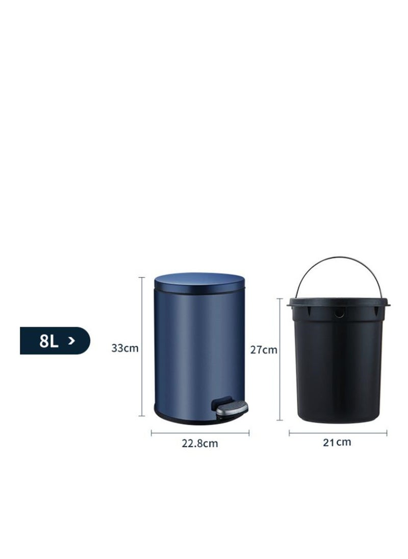 Golden - 8 Liter Stainless Steel Pedal Trash Bin with a Polished Finish and Removable Internal Bucket - Image 1